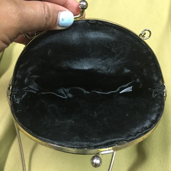 Vintage Purse Black beaded gold clasp snake chain - Picture 4 of 6